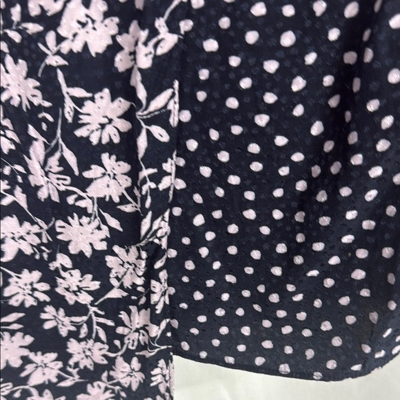 Rebecca Taylor Silk Blend Navy and Pink Floral Zip Shirt - Picture 8 of 9